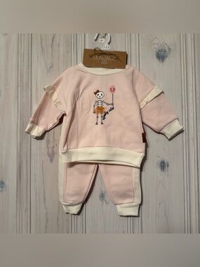 NWT Lila & Jack Pink Baby Girl Set w Skeleton Balloon Spooky Cute size 9-12m